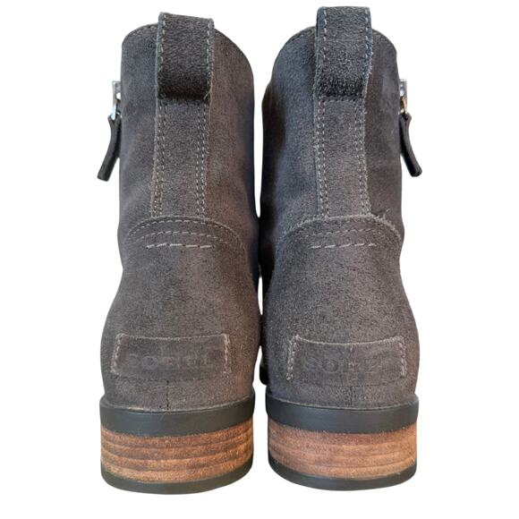 Sorel Emelia Zip Bootie Brown Women’s 10.5 Waterproof Suede Ankle NL3312-052 - Picture 3 of 9